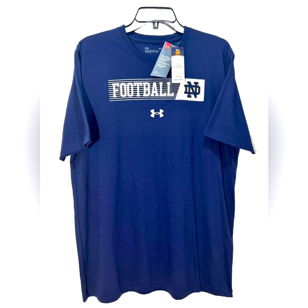 NWT! Notre Dame Fighting Irish Under Armour Football Men’s Navy T Shirt Sz Large